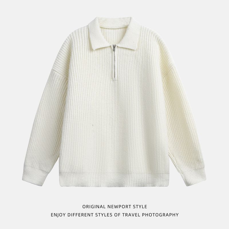 Half-Zip Lapel Sweater for Men 2025 Autumn and Winter New Style Loose Trendy Casual Pullover Knitwear Jacket with a High-End Feel