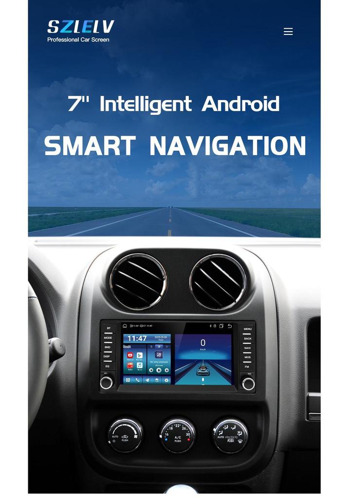 Jeep Wrangler Compass Patriot Central Control Screen with Navigation & CarPlay