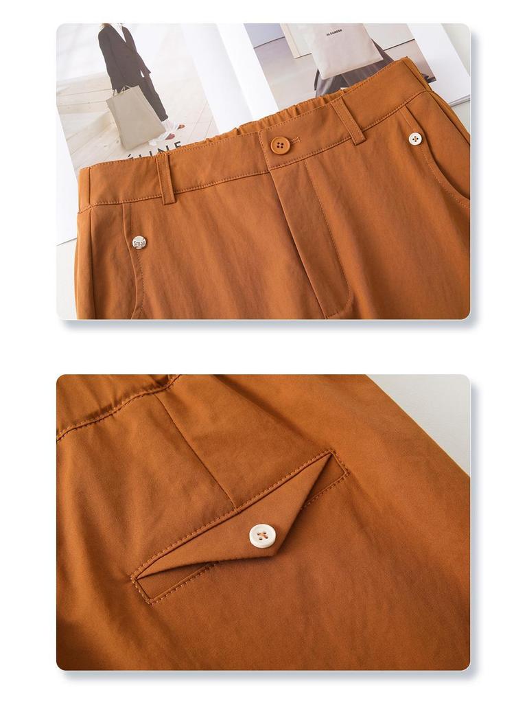 Women's Khaki High-End Drapey Casual Harem Pants - Summer 2025 Collection Thin Suit Carrot Style