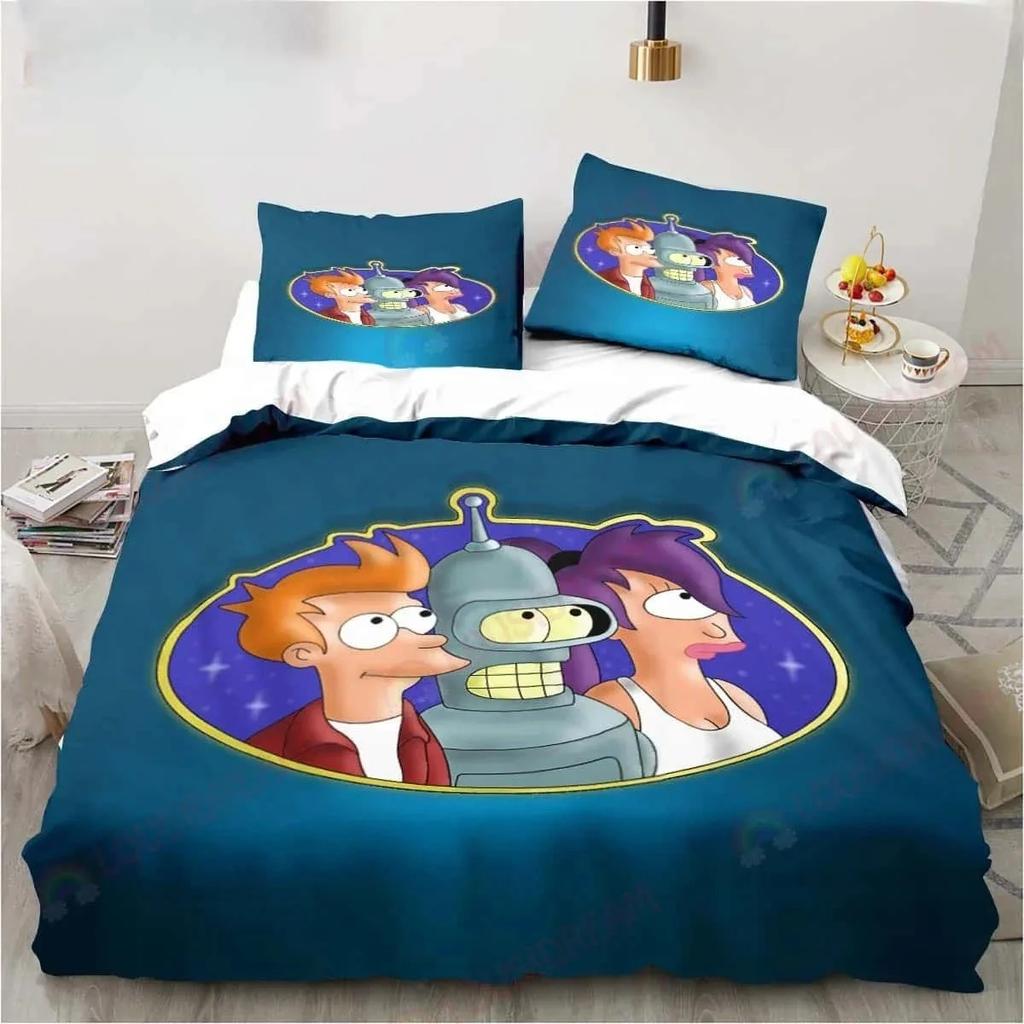 Tecknad Futurama Bender Affisch Sängkläder Set Lakan King Twin Dubbel Barnsängkläder Set Mikrofiber eller Polyester Påslakan Set