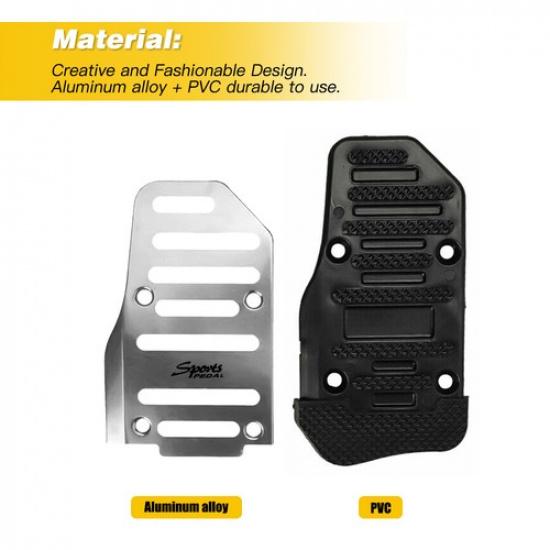 3x Silver Car Universal Non-Slip Manual Transmission Brake Foot Pedal Pad Cover