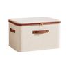 Breathable Cotton Linen Storage Box With Zippered Dustproof Lid For Clothes Bedding Home Organization Supplies