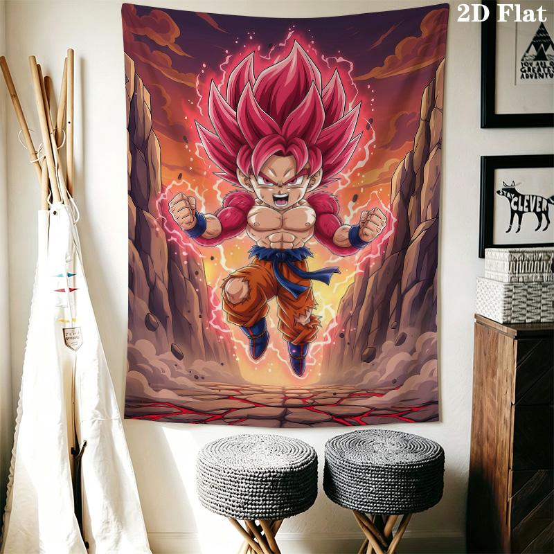 Cartoon Son Goku Wall Tapestry Aesthetic Wall Hanging Printed Fabric Blanket Decorative Tapestries For Bedroom Living Room Home Decor