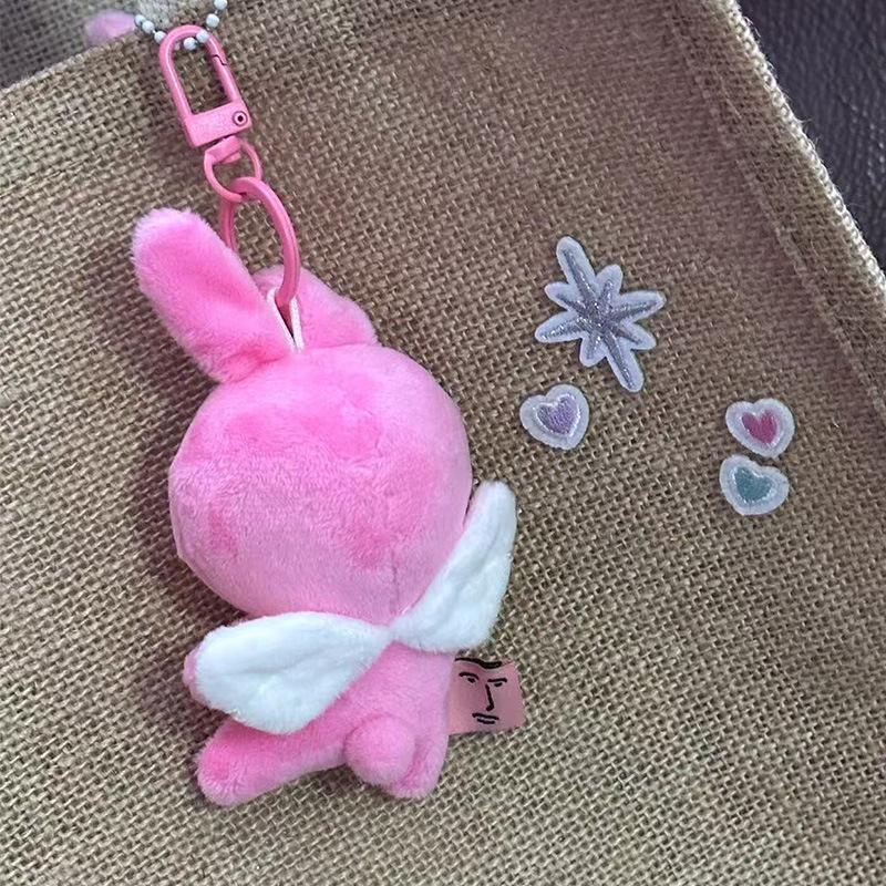 Pink Rabbit Plush Keychain - Cute Cartoon Doll Pendant Gift