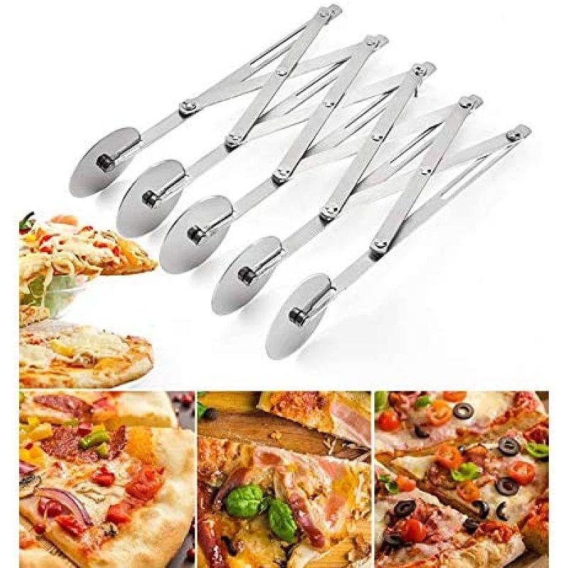 AMRINUGL 5-Wheel Adjustable Dough Cutter, Stainless Steel, 24.5 Cm, Silver, Pastry Divider for Baking