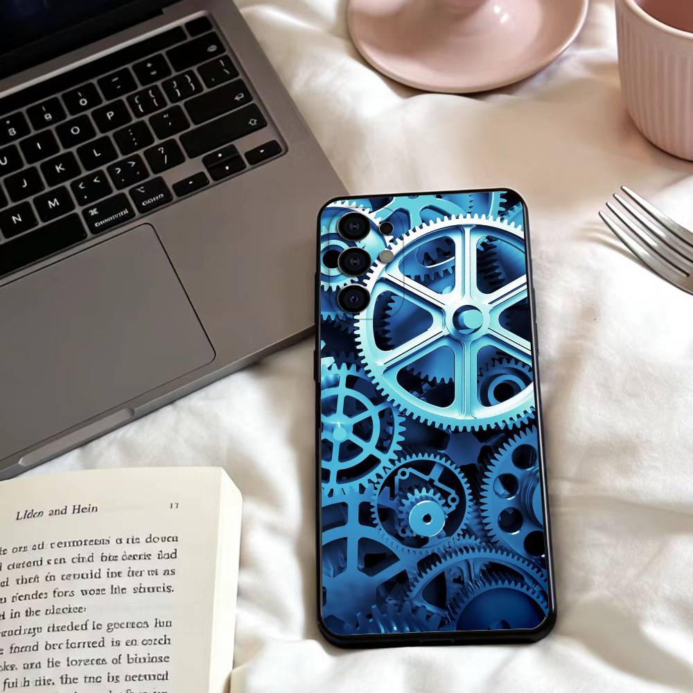 

Chromatic Gear pattern Phone Case For Samsung S25,24,23,22,30,21,10,9,Ultra,Plus,Lite,FE,4,5 G Soft Black Case Samsung S235G