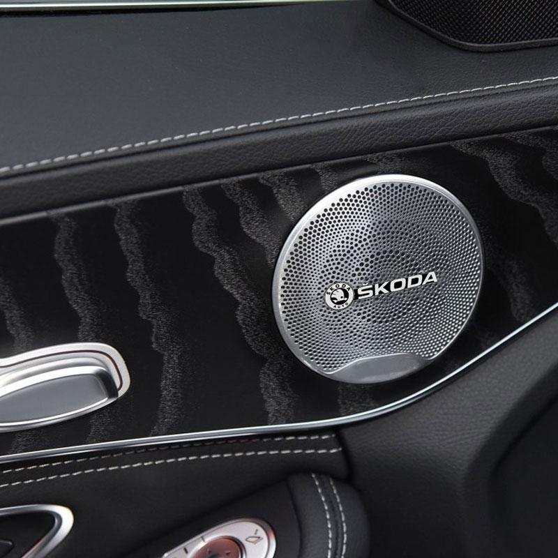 2/4Pcs 3D Aluminum Car Audio Speaker Decorate Badge Sticker For Skoda Octavia Fabia A7 Kamiq Kapoq Kodiaq Rapid SCALA Superb Yeti Derivati