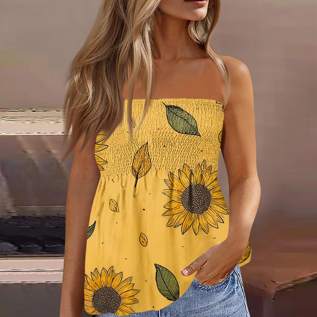 Modisches und sexy rückenfreies elastisches ärmelloses figurbetontes T-Shirt-Top mit Blumendruck