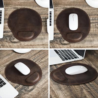 Crazy Horse Leather Curved Mouse Pad Mini Comfortable Wrist Protection Simple Laptop Office Desk Pad