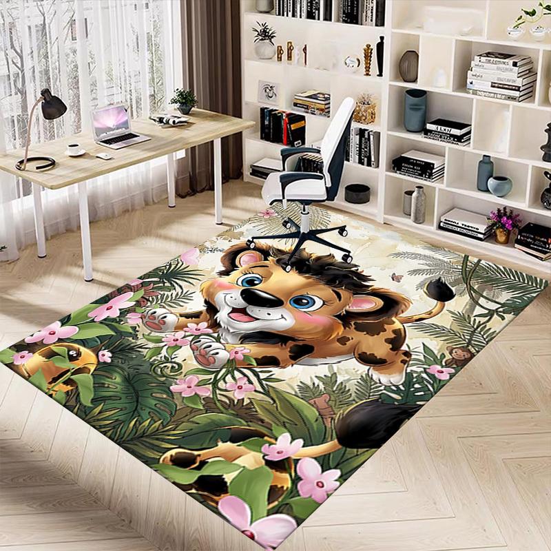 1PC Lion Jungle Extra Large Non-Slip Floor Carpet, Office, Family, Bedroom, Studio - Large Area Rug,Longlasting Material-K0411
