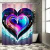 Iridescent Heart Shower Curtain - Waterproof, Mildew-Resistant, Machine Washable for Vibrant Bathroom Decor