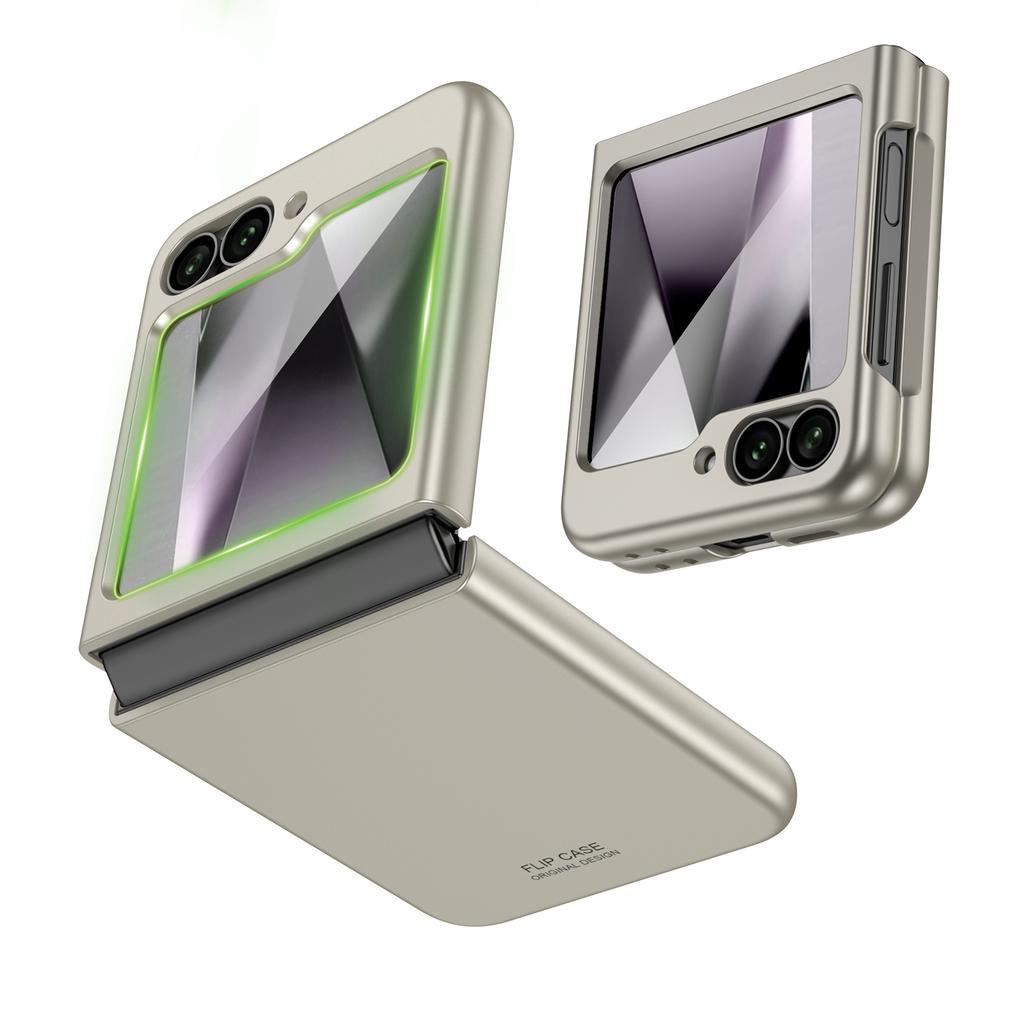 Slim Hard PC Case for Galaxy Z Flip 6 with Built-in Screen Protector,Shockproof Anti-Scratch Full Body Protection Cover,For Wireless Charging-Green