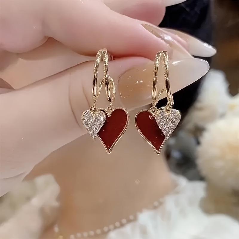 

Red Heart Earrings: Trendy, Elegant, Four-Season Design