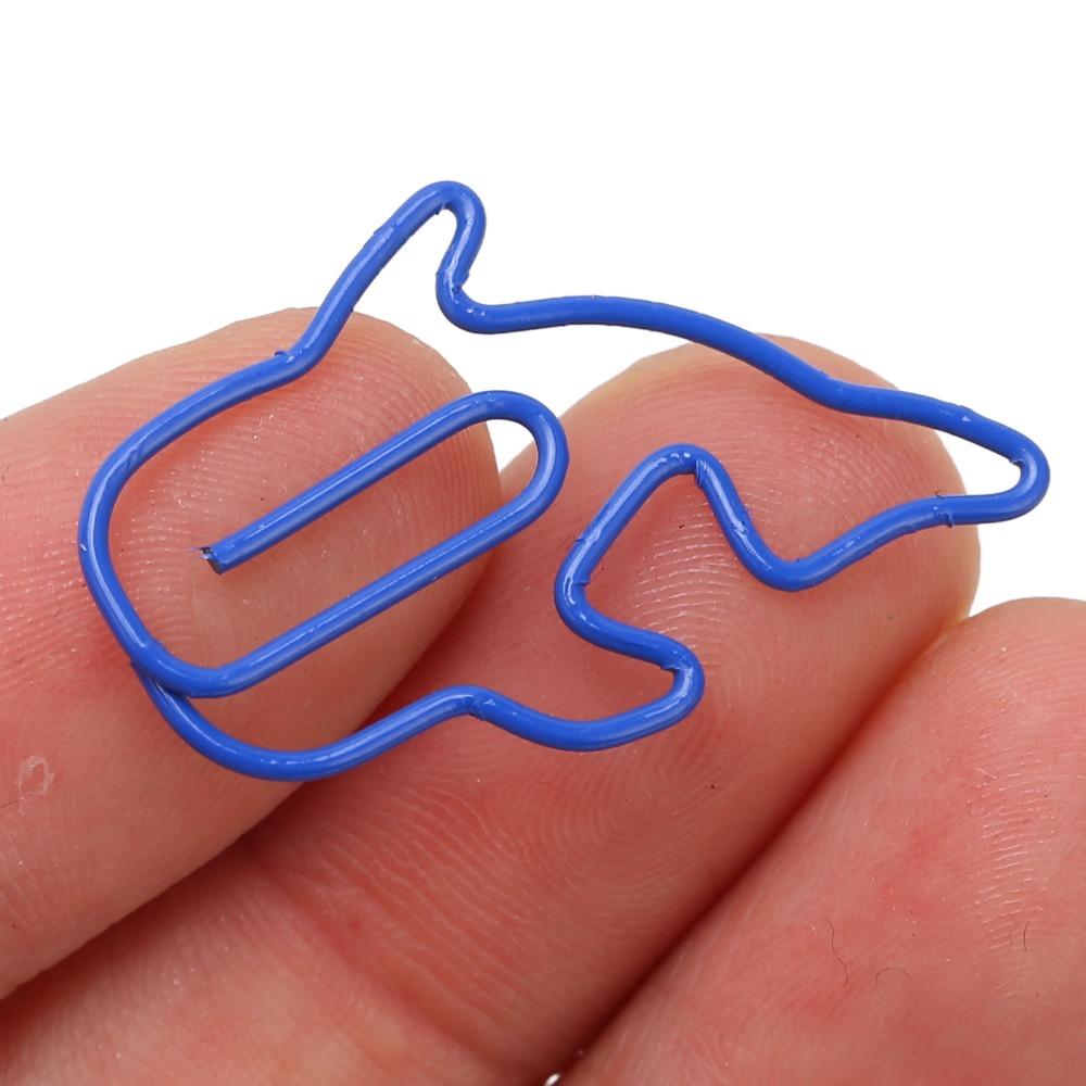 100Pcs Whale Shaped Cute Shaped Office Paper Clips Plastic-coated Metal Dark Blue Lovely Shape Paperclip Clamp 3.1*2.3cm