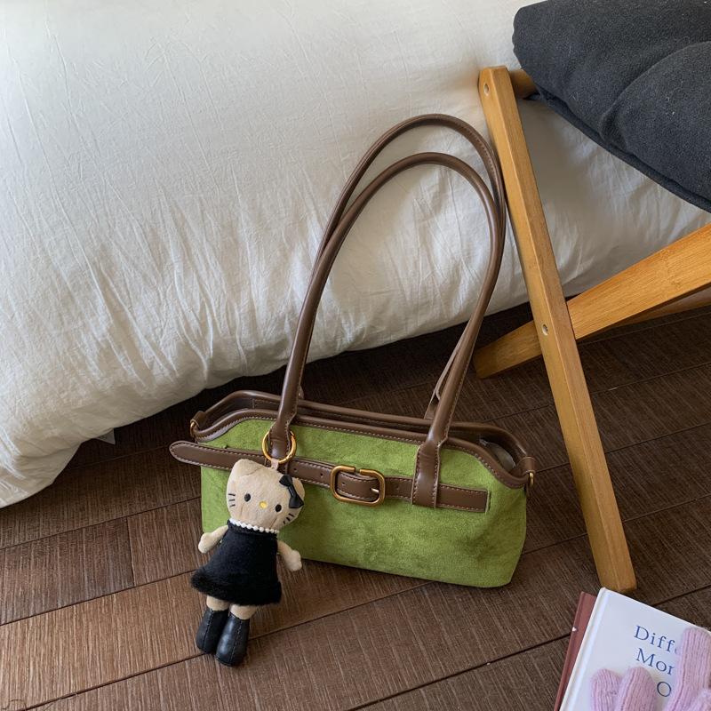 Vintage high-end new 2025 suede, niche hand-carried small bag, commuting simple messenger bag, women's bag