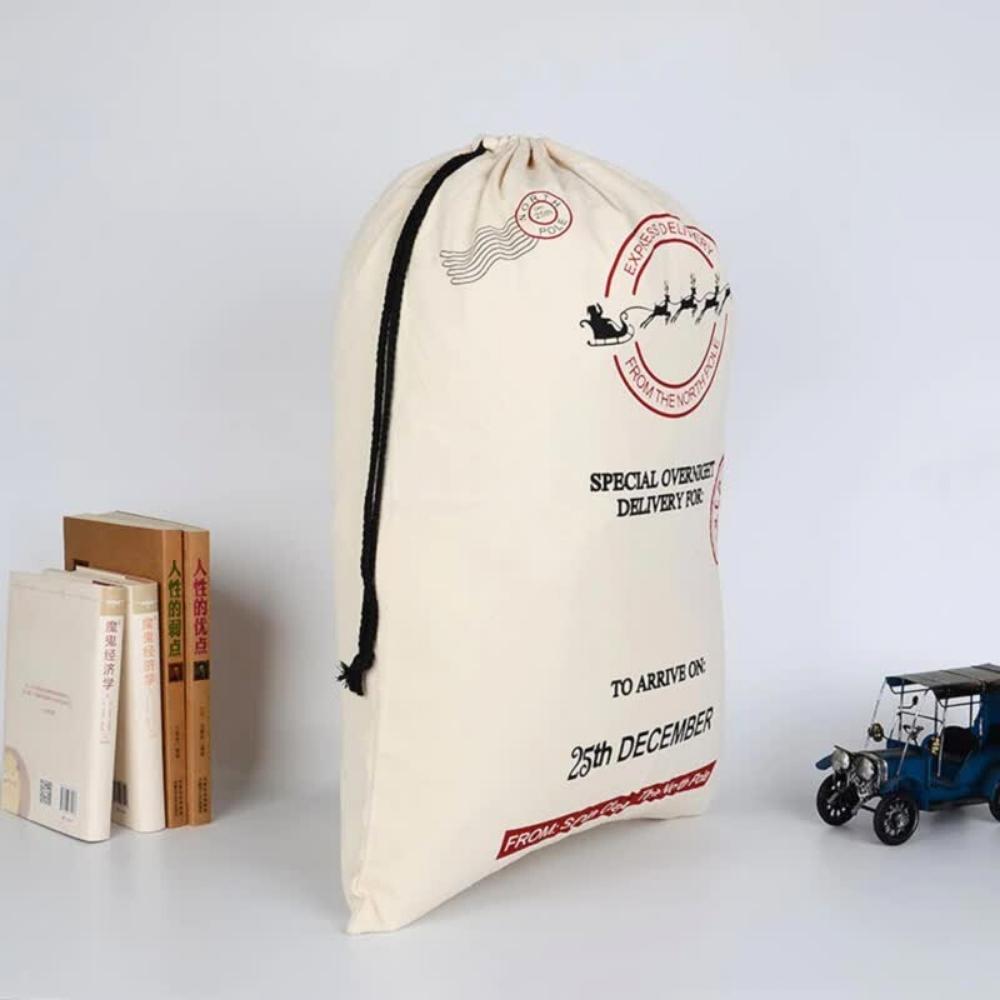 Christmas gift bag for Santa Claus, solid jute, 70cmx50cm