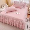 Korean Style Lace Bed Skirt & Sheet Set - 3-Piece Quilted Dustproof Full Wrap Bed Cover