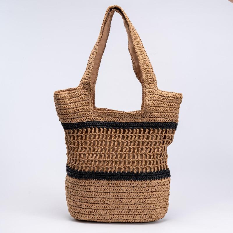 

Hollow paper rope straw bag seaside hand-woven bag large capacity holiday beach shoulder tote bag women Welt Zipper кофейный