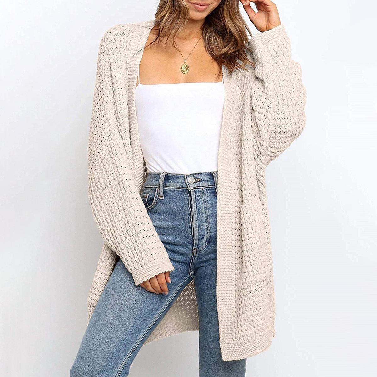 Осенне-зимний свободный кардиган средней длины — фото 15