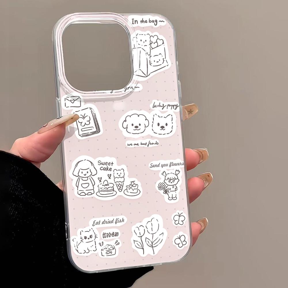 Painted Phone Case for iPhone 12 13 15 16 iPhone 16 12 13 14 15 Pro  14 15 16 Pro Max Coverage Shockproof Anti-Fingerprint Fresh Style Protective Case