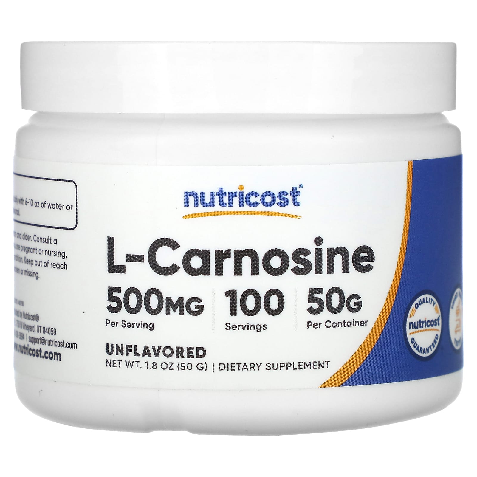 

L-Carnosine, Unflavored, 50G (1.8Oz)