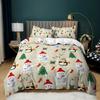 Christmas Duvet Cover Cartoon Merry Chirstmas Santa Claus Elk Quilt Cover Green for Children Adults Holiday Gifts Bedroom Decor