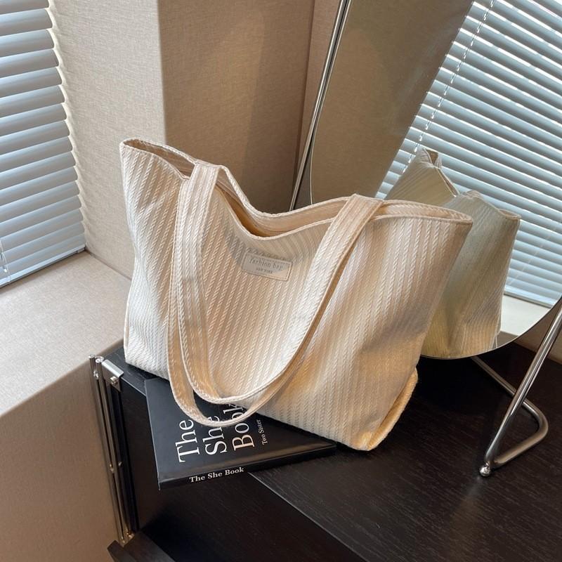 Stylish Canvas Tote Bag For Women With Trendy Stripes Perfect For Shopping And Daily Use