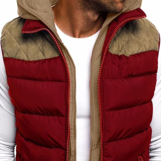 Zimní vesta Dvojitý zip Falešné dva kusy Nemrznoucí Barevný kontrast Bunda s kapucí Vesta Kabát pro venkovní použití