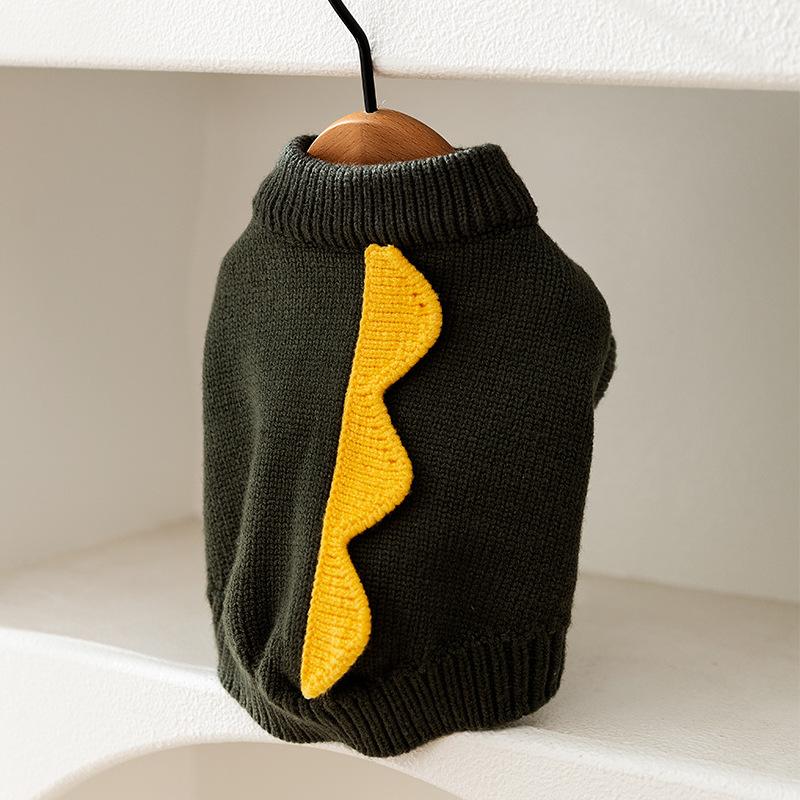 Cat clothes, warm in autumn and winter, thin two-legged cute little dinosaur two-legged knitted sweater, puppy dog pet clothing