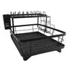 Abtropfgestell 2 Etagen Verdickter Edelstahl Multifunktional Großes Fassungsvermögen Arbeitsplatte Geschirr Aufbewahrungsorganizer Schwarz
