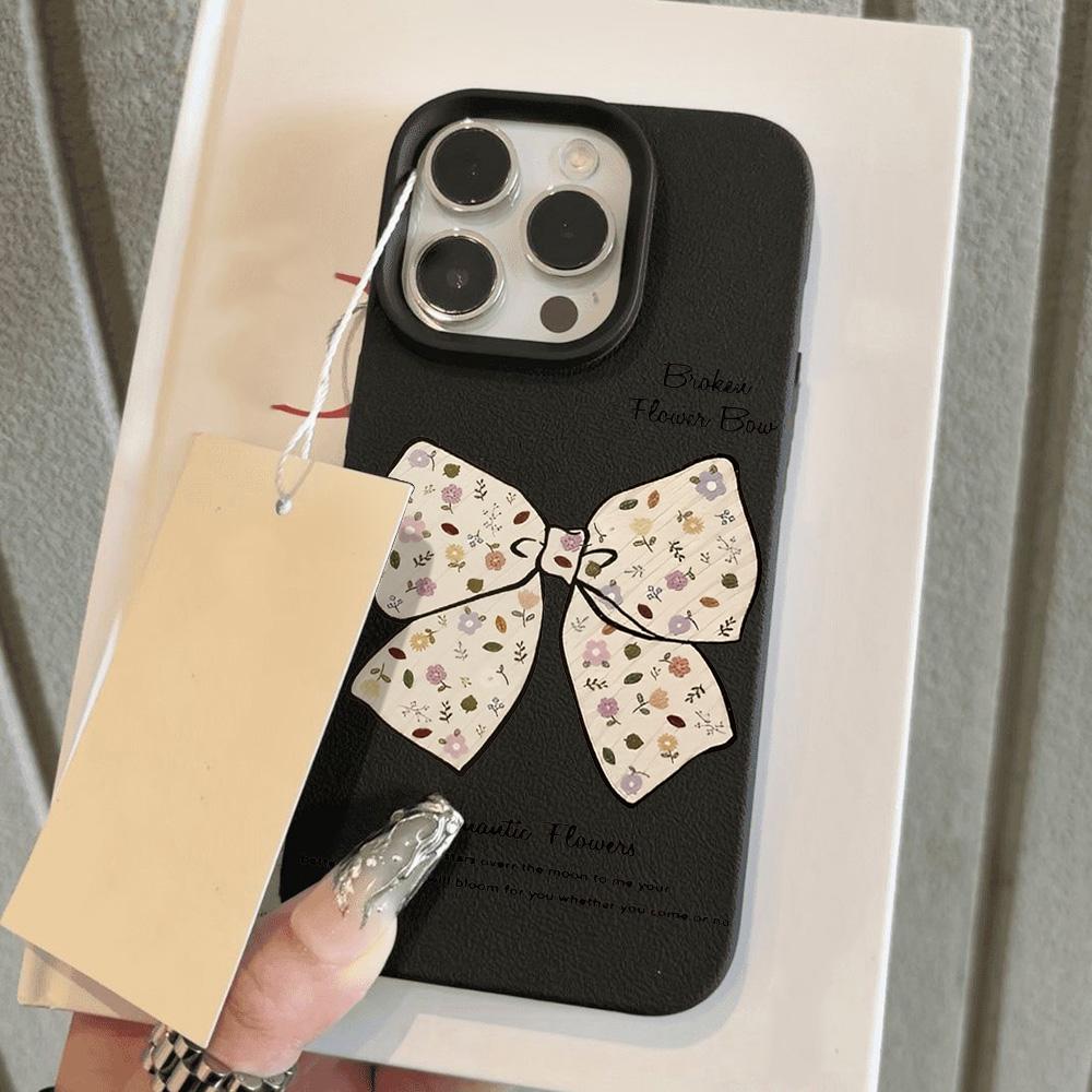 Cute Bow Silicone Leather Case For iPhone 11 Case iPhone 16 13 12 14 15 Pro Max 14 15 16 Plus Soft Shockproof Phone Cover Funda