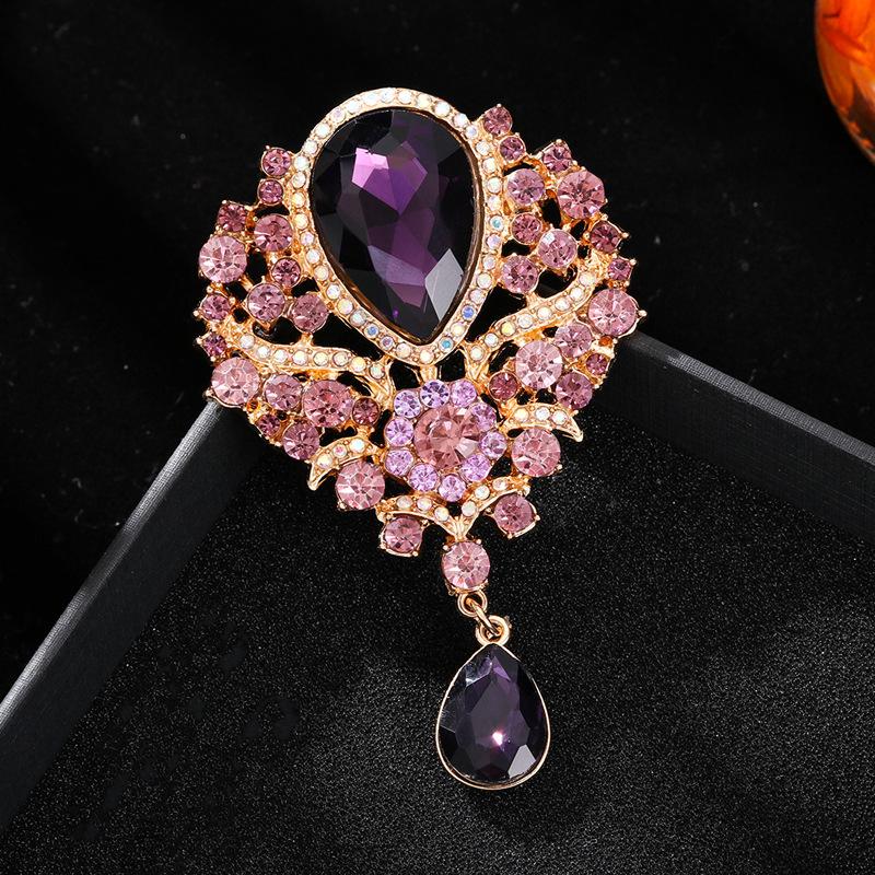 1Pcs Wedding Bridal Bouquet Clear Crystal Rhinestone Teardrop Dangle Brooch Pin Hot Women Men Brooch Clothing Accessories
