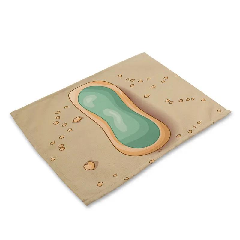45X30cm Letter Pattern Kitchen Placemat Dining Table Mats Tea Coaster Cotton Linen Pads Bowl Cup Mats for Home Decor Gifts