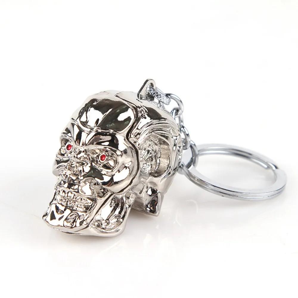 Creative Fashion Movie Merchandise Metal Skull Terminator Keychain for Men Punk Style Hip Hop Rock Key Rings Model Accessory