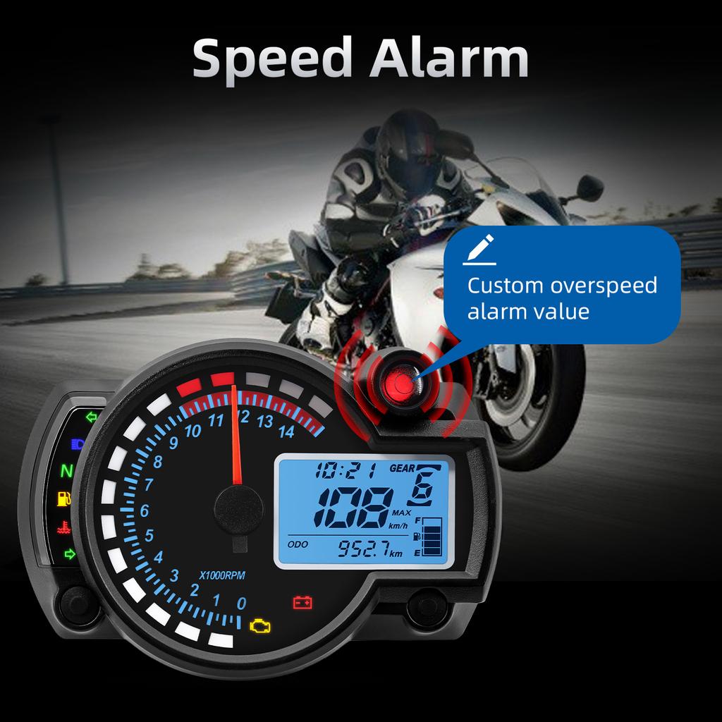 Universal Digital Motorcycle Speedometer 7 Colors Auto LCD Digital Odometer Dirt Pit Bike Gauge Moto Dashboard Meter
