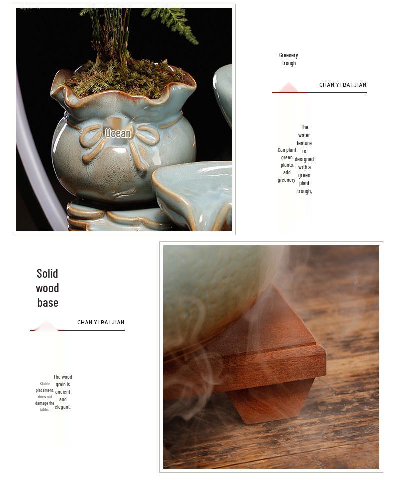 Elegant Chinese-Style Flowing Water Humidifier for Living Room and Office Decor