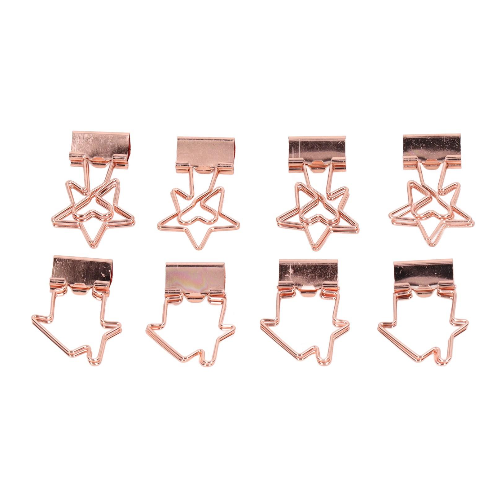 

30Pcs Small Paper Clips Rose Gold Durable Metal Star and House Style Hollow Binder Clips for Documents Clothes Papers