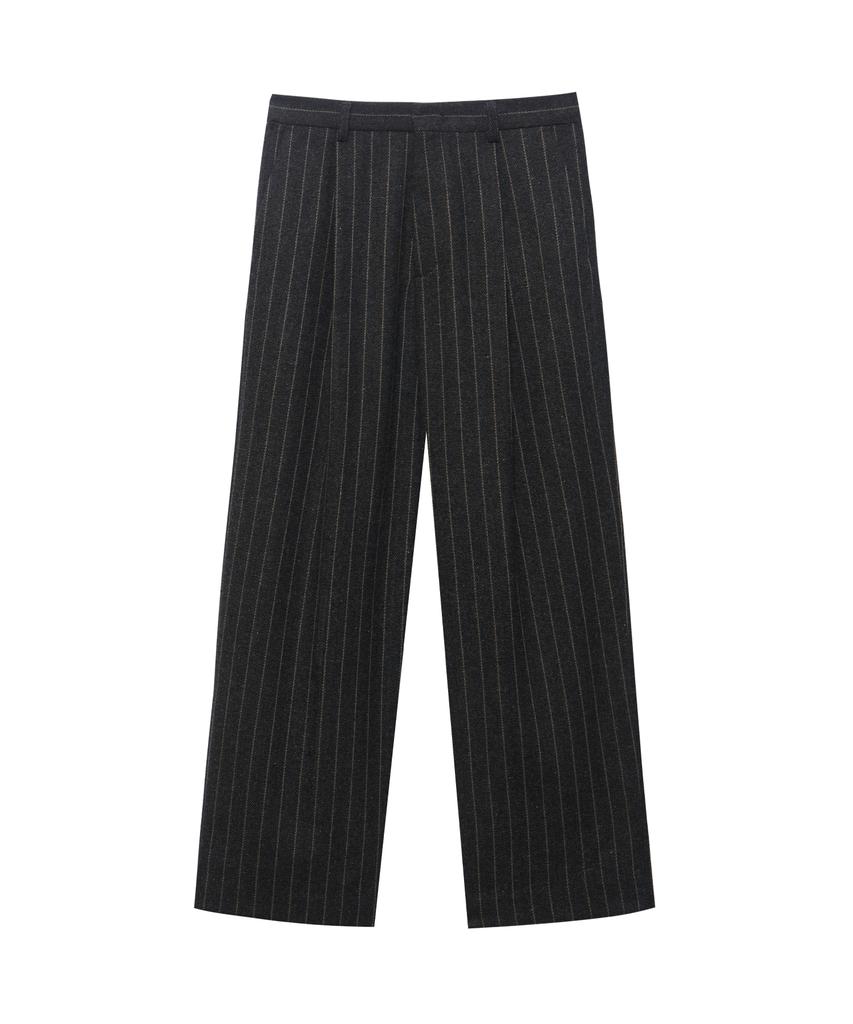 INSTANTFUNK Ms Striped Wool Slacks - Charcoal
