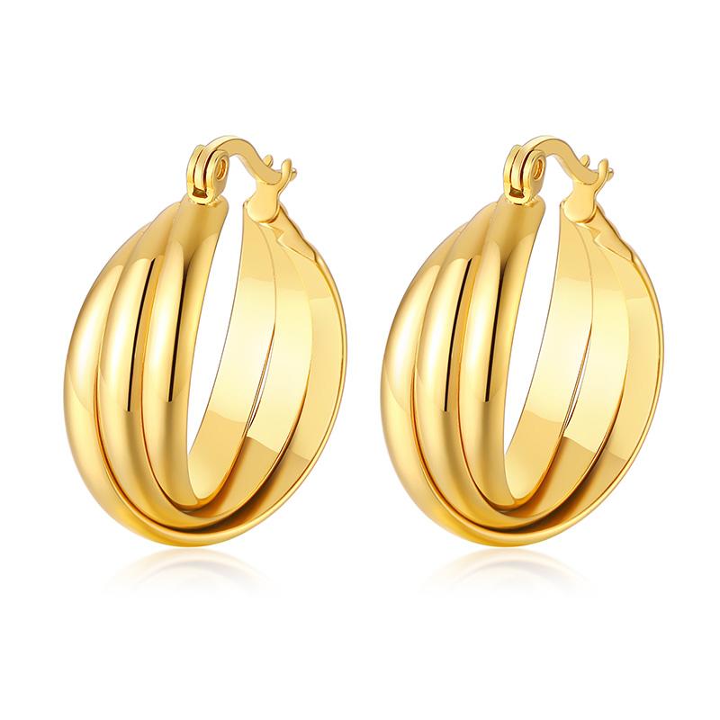 Geometric Huggie Hoop Earrings for Women Stainless Steel Medium Thick Charm Bohe Female Cartilage Piercing