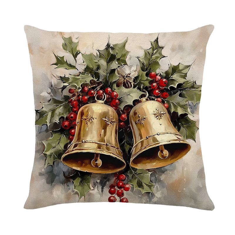 1pc Green Red Cushion Cover Santa Claus Snowman Print Cover Cover 2025 New for Home Ornament Xmas New Year Christmas Decoration