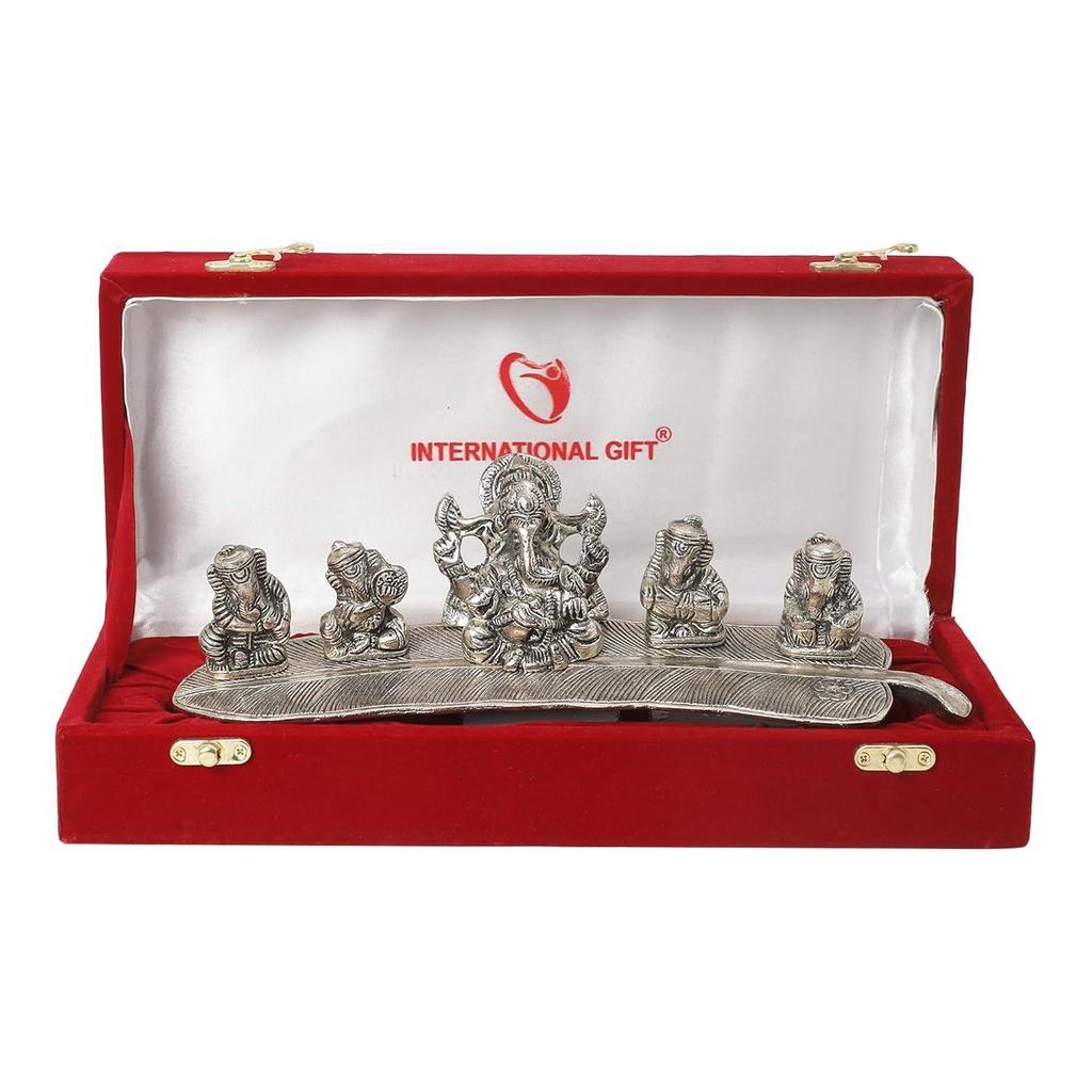 GIFT Silver Musical Ganesh God Idol | Happy Birthday Printed Box | Carry Bag