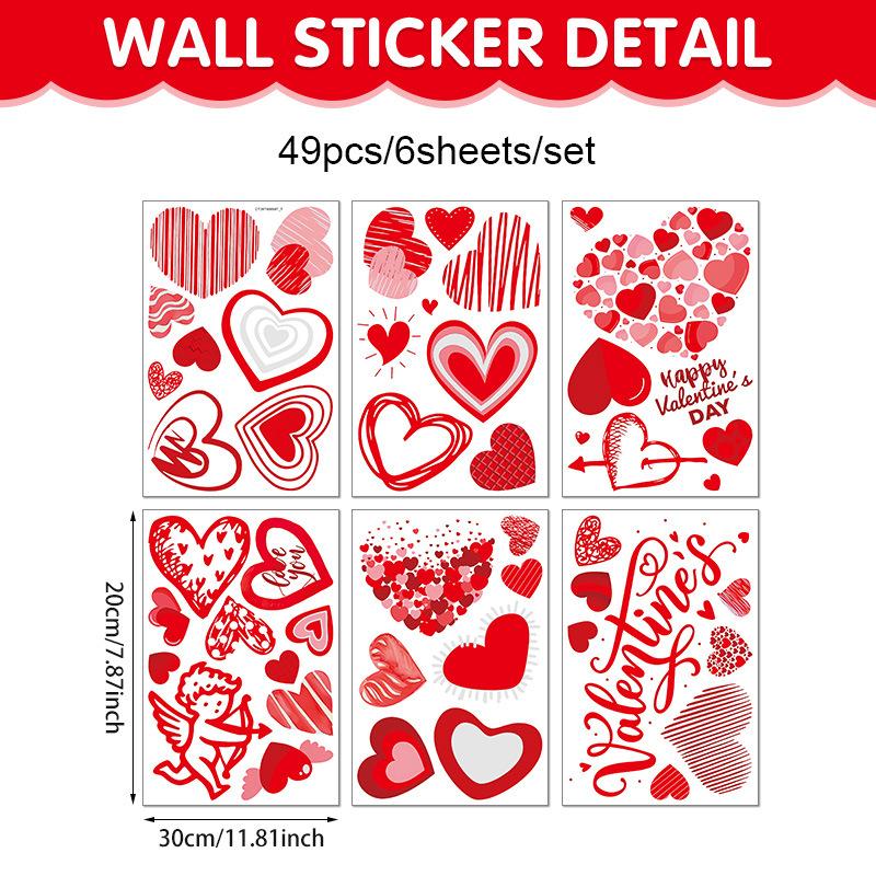 Heart Shaped Wall Window Stickers Valentine'S Day Festive Party Atmosphere Decorations For Home Party Shop Restaurant