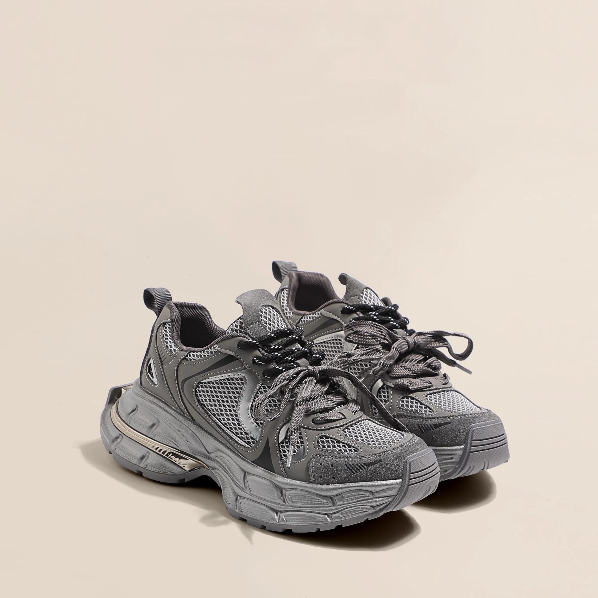 

Gu Yunshu Skinny thick-soled dad shoes for women in autumn 2024 mesh breathable student casual sports running shoes 40 сірий колір