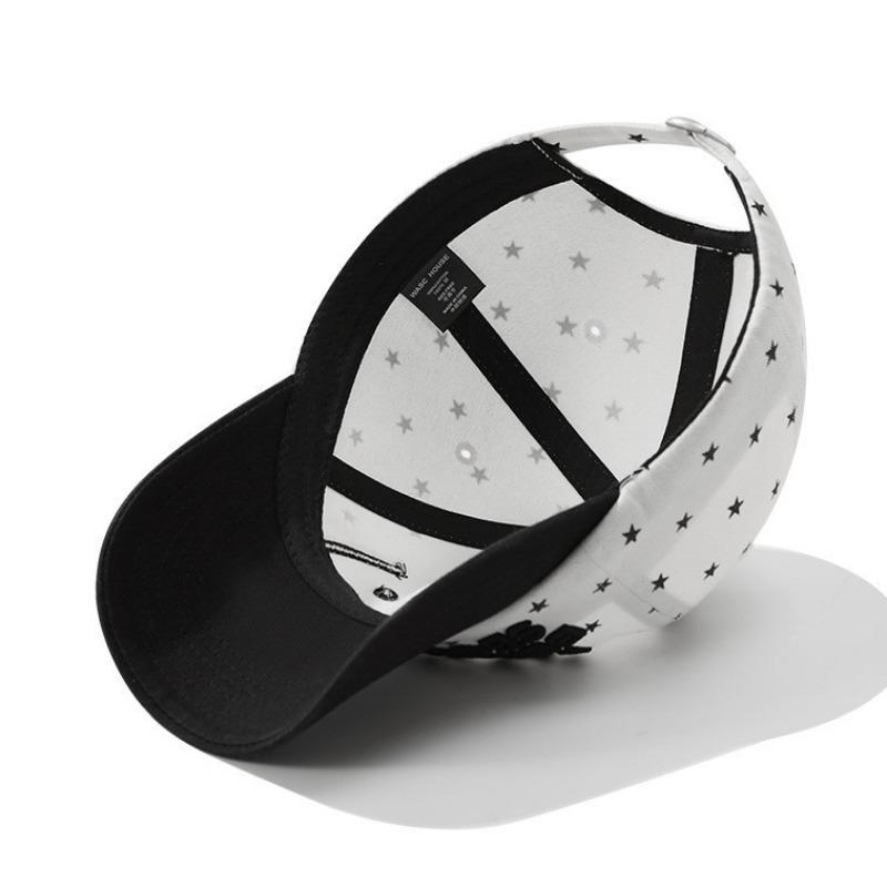 Smiley Star Baseball Big Head Hat Women's Face Versatile Star Polka Dot Cap