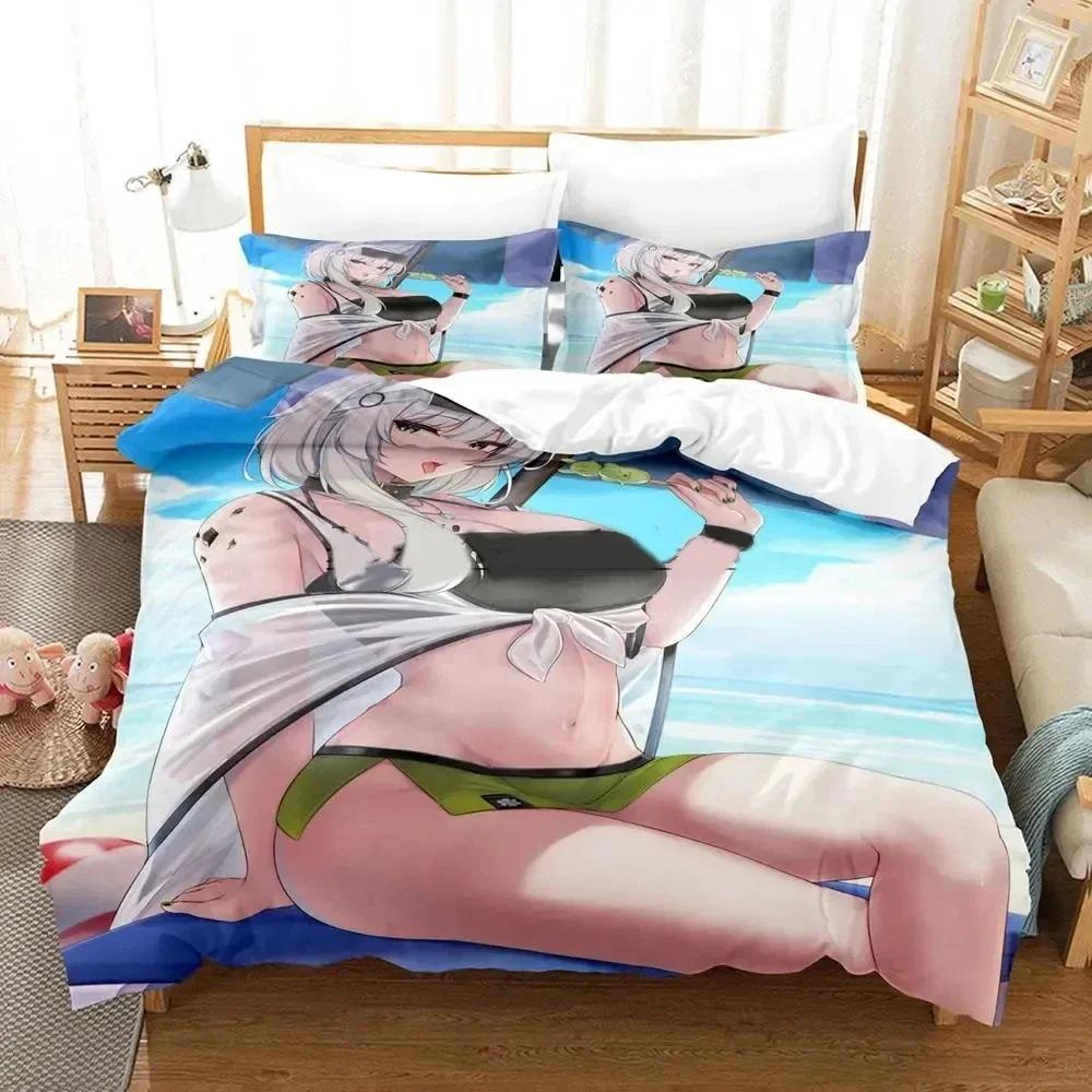 3D Anime Rent-A-Girlfriend Chizuru Bedding Set,Duvet Cover Bed Set Quilt Cover Pillowcase,King Queen Twin Size Boys Girls Adults
