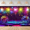 Disco-themed party backdrop, suitable for various occasions. Perfect for festive events such as Christmas weddings.