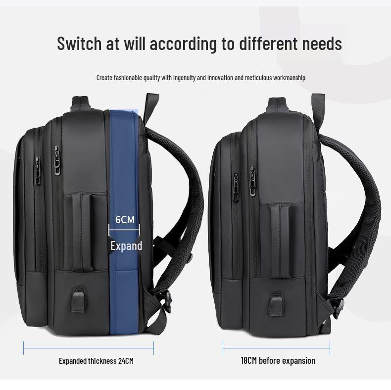 Men's Expandable Business Travel Backpack: Customizable Logo, Large Capacity, Fashionable Design, Computer Compatible.