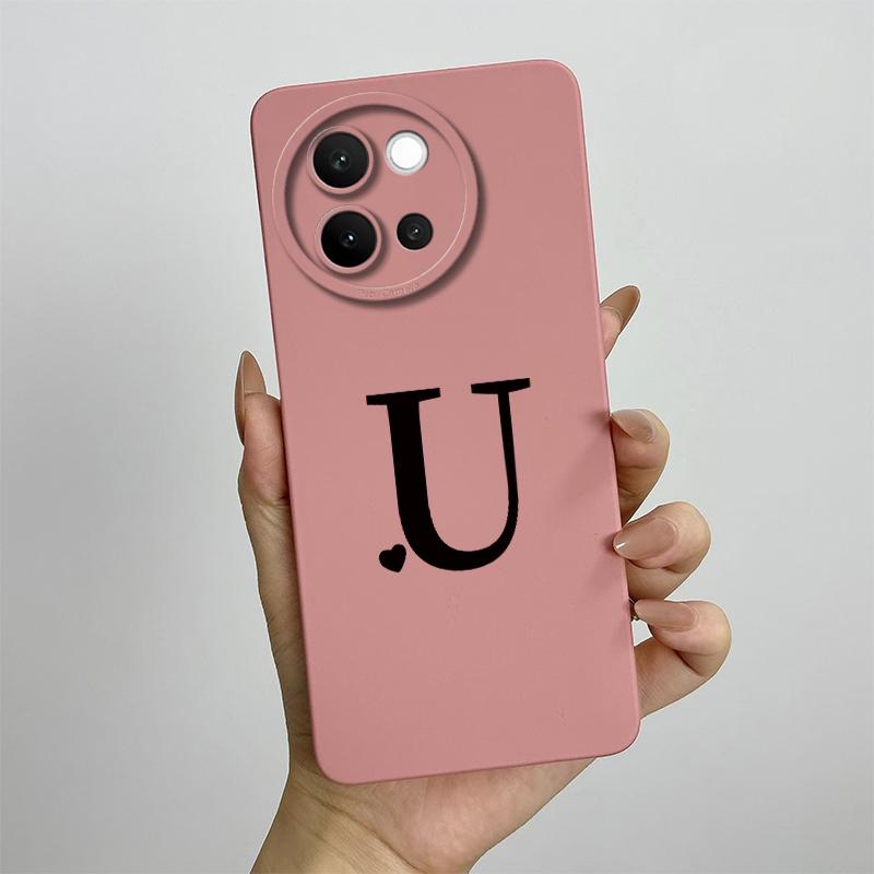 For Vivo V40 Lite Case 2024 Cute Letters Shockproof Capa Liquid Silicone Back Protector Phone Cover For Vivo V40 Lite 5G Bumper