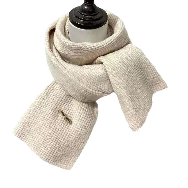 New Iron Label Wool Knitted Scarf Women's Couple Style Versatile Scarf for Men and Women Winter Small Scarf Men's Versatile