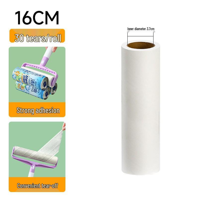 Long Handle Lint Roller with Large Sticky Brush for Bed, Floor, and Hair Cleanup - Tear-Off Paper Replacement Included.